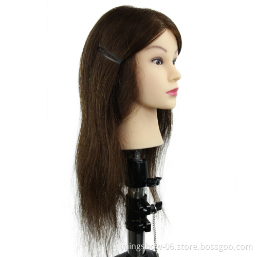 100% Real Human Hair Brown Straight Hair Training Head Hairdressing Practice Training Mannequin